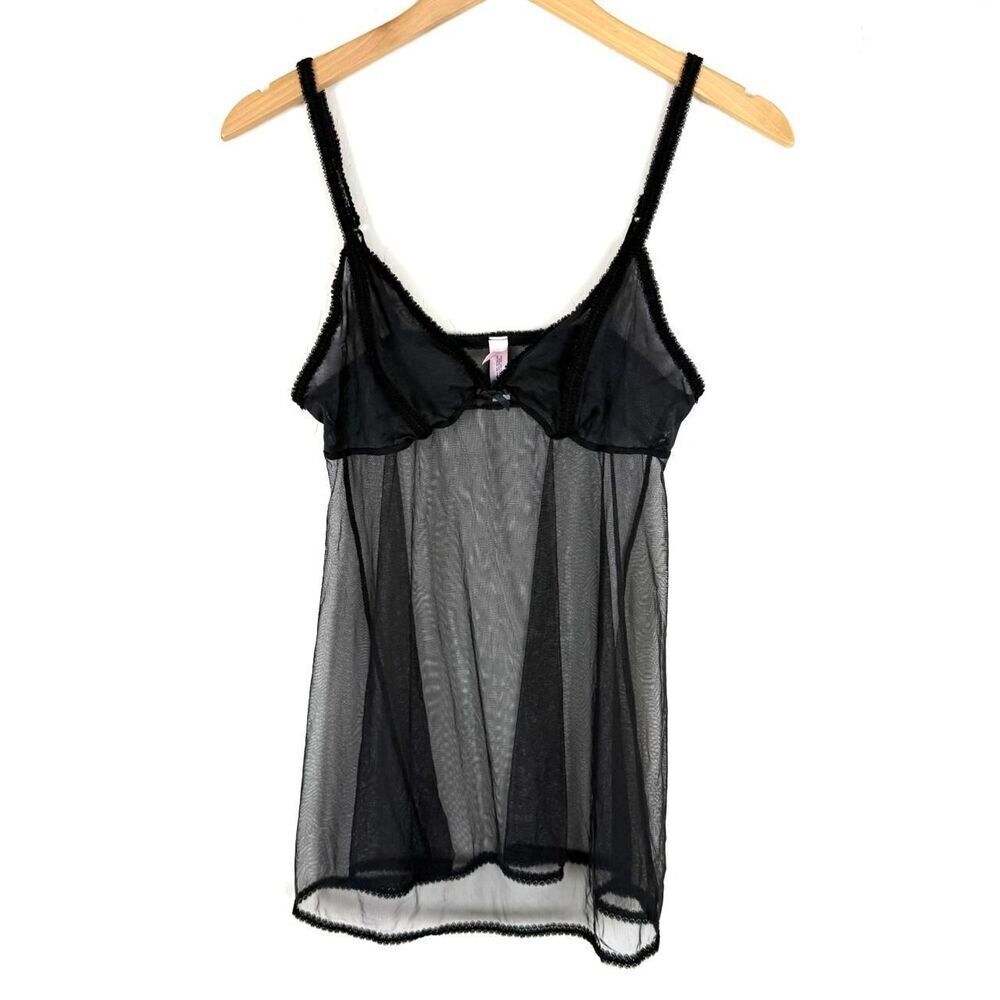 Vintage Y2K 2002 Victoria’s Secret black mesh lingerie mini dress